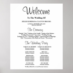 Einfaches Hochzeitszeremonie-Programm-Schild Poster