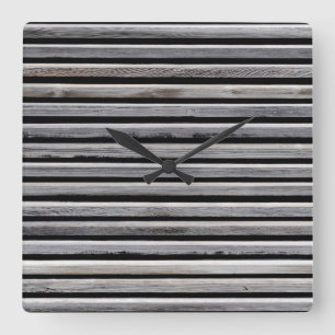 Einfaches Holzstreifen-Zaun-Muster Quadratische Wanduhr