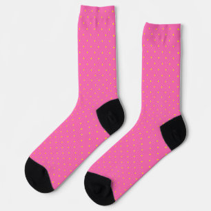 Einfaches Hot Pink & Bright Yellow Polka Dot Muste Socken