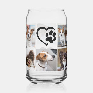 Einfaches Hund 10 Foto Collage Pawprint Herz Dosenglas
