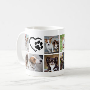 Einfaches Hund 10 Foto Collage Pawprint Herz Kaffeetasse