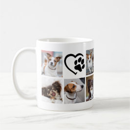 Einfaches Hund 10 Foto Collage Pawprint Herz Kaffeetasse