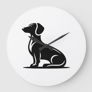 Einfaches Hundemotiv Jagdhund-Silhouette Kopie Große Wanduhr