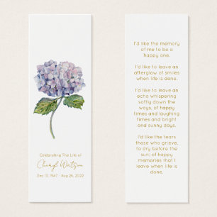 Einfaches Hydrangea-Gedenk-Lesezeichen