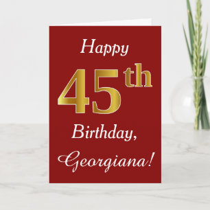 Einfaches Imitat-Gold45. Geburtstag + Name-Karte Karte