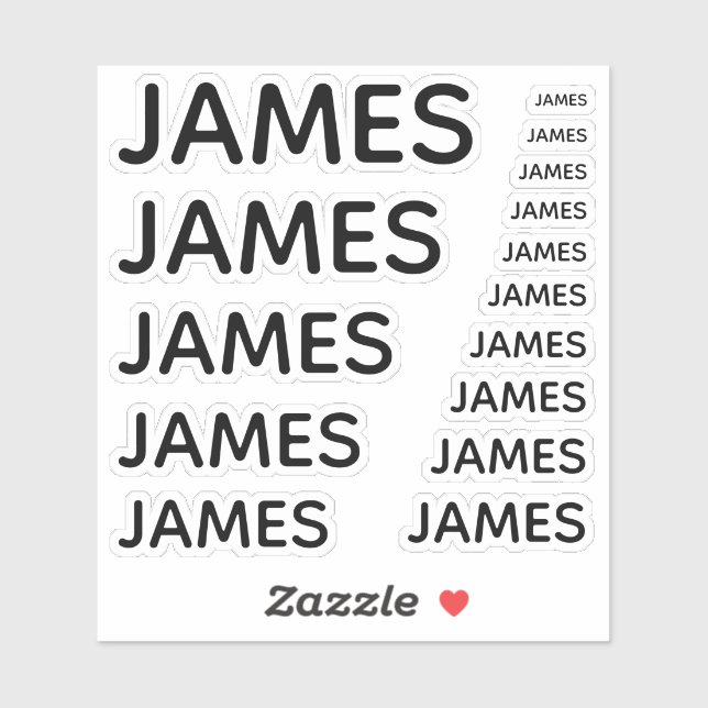 Einfaches Individuelle Name in Black Caps in 15 Gr Aufkleber (Blatt)