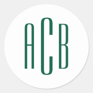 Einfaches Jägergrün-Dreibuchstaben-Monogramm Runder Aufkleber