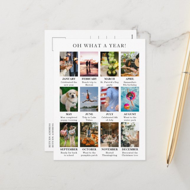 Einfaches Jahr im Review-Foto Moderne Weihnachten (Vorderseite/Rückseite Beispiel)