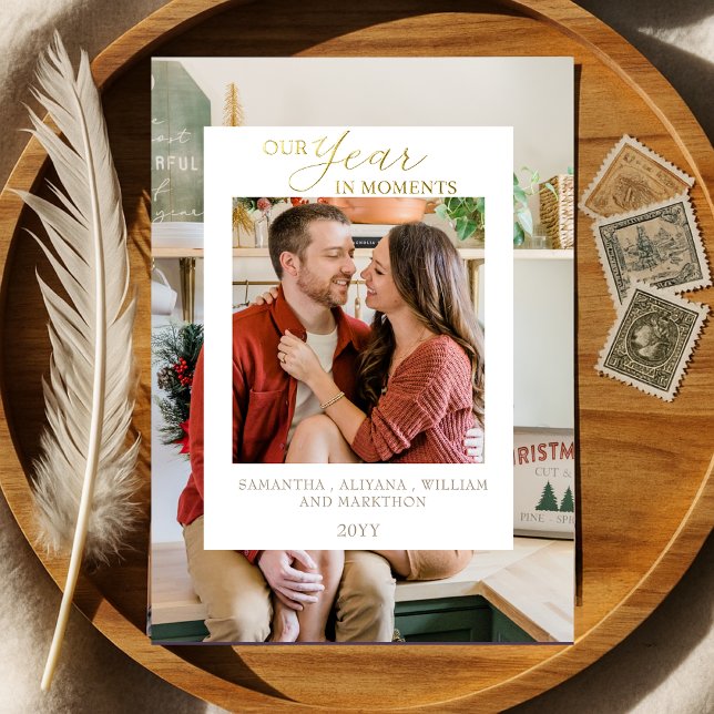 Einfaches Jahr in Moments Foto Weihnachten Folieneinladung (Von Creator hochgeladen)