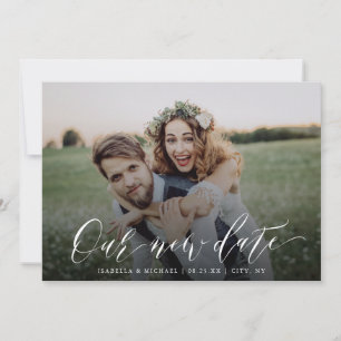 Einfaches Kalligrafie-Foto ändert das Datum Zurück Einladung