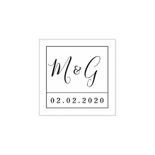 Einfaches Kalligrafie-Skript   Save the Date Hochz Gummistempel