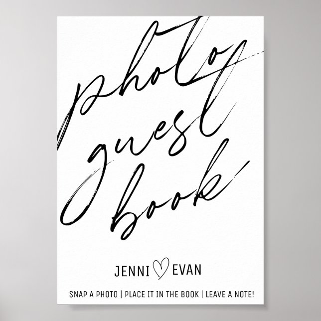 Einfaches kalligrafisches Foto Gästebuch (Vorne)