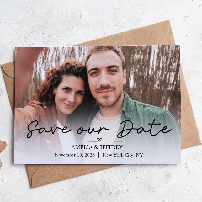 Einfaches kalligrafisches Foto Save The Date (Von Creator hochgeladen)