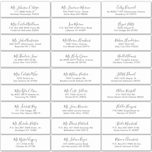 Einfaches kalligrafisches Hochzeitsgast-Label Aufkleber (Vorderseite)