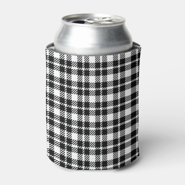 Einfaches kariertes Gingham-Muster in Schwarzweiß Dosenkühler (Kanne Vorderseite)