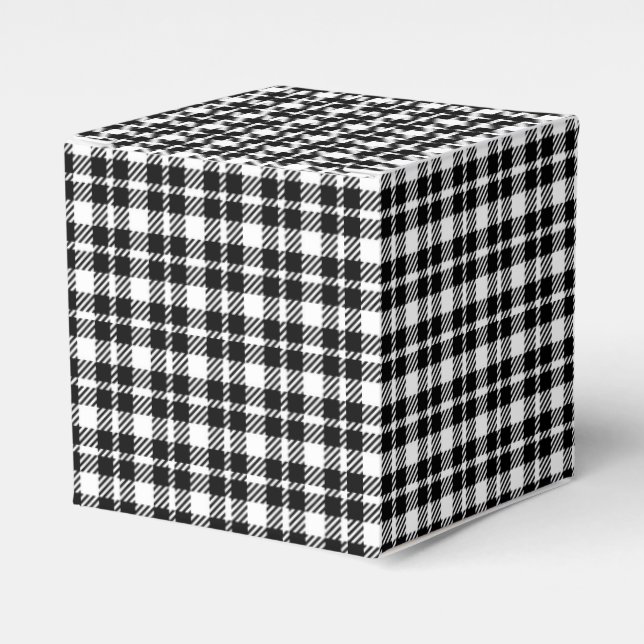 Einfaches kariertes Gingham-Muster in Schwarzweiß Geschenkschachtel (Vorderseite)