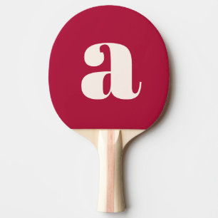 Einfaches, karmesinrotes, fettes, retro-monogramm tischtennis schläger
