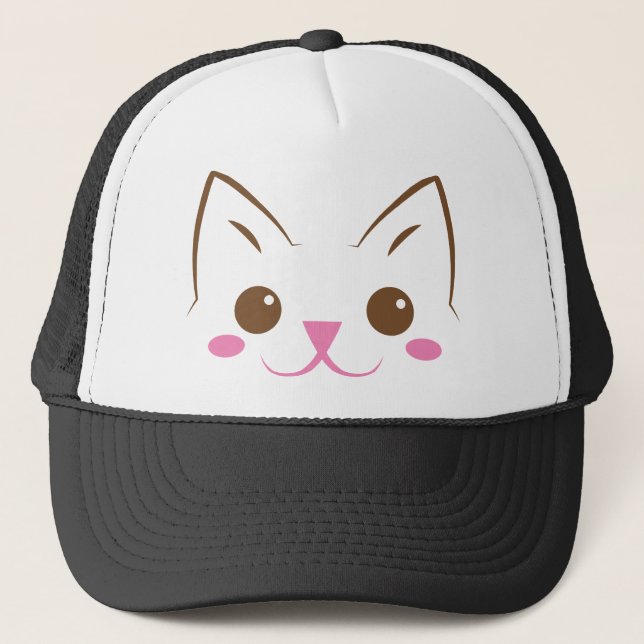Einfaches Katzengesicht so niedlich! Truckerkappe (Vorderseite)