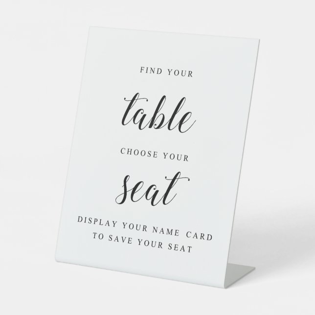 Einfaches Kennzeichen für Hochzeitskarte Sockelschild (Vorderseite)