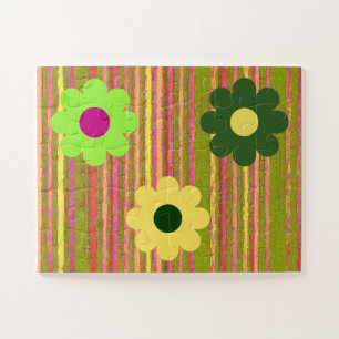 Einfaches Kinderpuzzle Streifen Blumen Puzzle