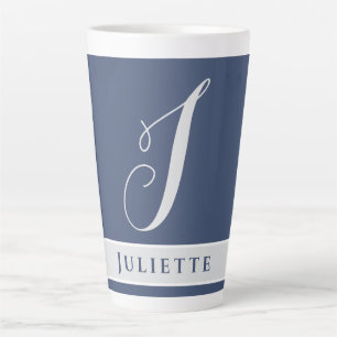 EINFACHES KLASSIKES MONOGRAMM, ANFANG SILVER WEISS MILCHTASSE