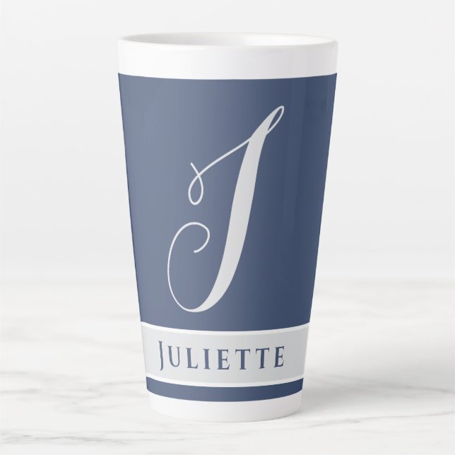 EINFACHES KLASSIKES MONOGRAMM, ANFANG SILVER WEISS MILCHTASSE (Vorderseite)
