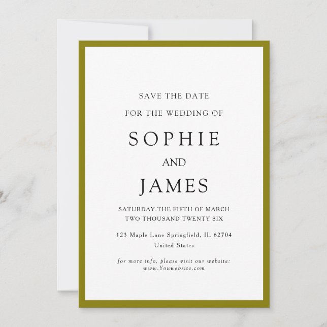 Einfaches klassisches chic Farbe Save-the-Date  Ho Einladung (Vorderseite)