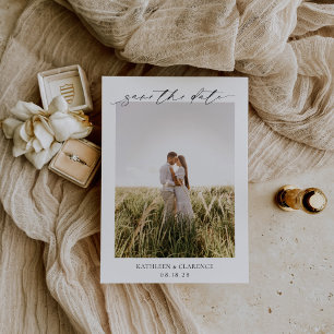 Einfaches klassisches Foto Elegante Hochzeit Save The Date