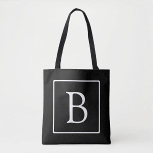 Einfaches Klassisches Monogramm Schwarz mit weiß