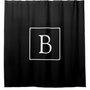Einfaches Klassisches Monogramm Schwarz mit weiß Duschvorhang