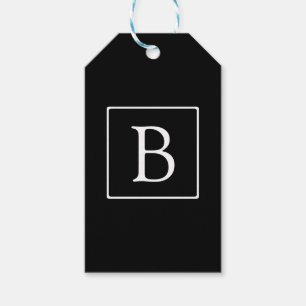 Einfaches Klassisches Monogramm Schwarz mit weiß Geschenkanhänger