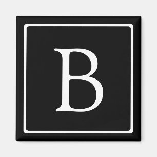Einfaches klassisches Monogramm Schwarz mit weiß Magnet
