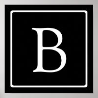 Einfaches Klassisches Monogramm | Schwarz mit weiß