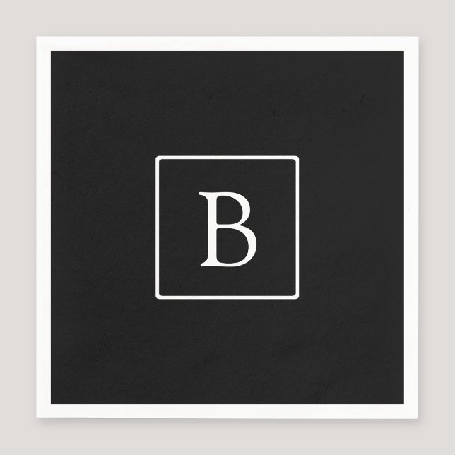Einfaches klassisches Monogramm | Schwarz mit weiß Serviette (Von Creator hochgeladen)