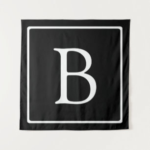 Einfaches klassisches Monogramm Schwarz mit weiß Wandteppich