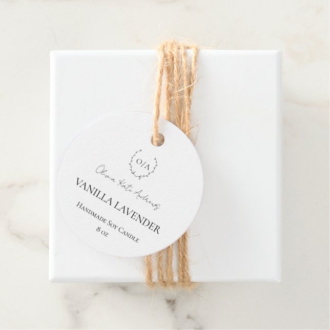 Einfaches klassisches Monogramm-Wreath-Elegant Geschenkanhänger (Beispiel)