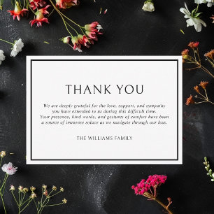 Einfaches klassisches Schwarz-Rahmen-Begräbnis-Bei Dankeskarte