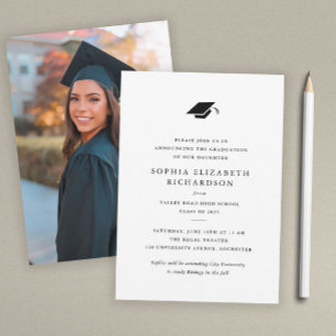 Einfaches klassisches Schwarz-Weiß-Foto zur Gradui Ankündigung