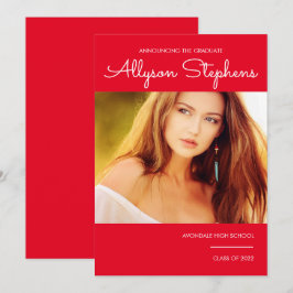 Einfaches, klassisches Script-One-Foto Red | Weiße Ankündigung