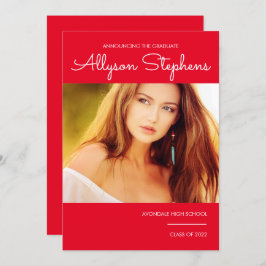 Einfaches, klassisches Script-One-Foto Red | Weiße Ankündigung