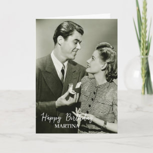 Einfaches klassisches Skript-Foto Custom Happy Bir Karte