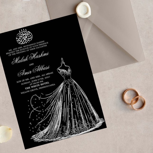 Einfaches Kleid Schwarz Islamische Hochzeit Invita Einladung (Von Creator hochgeladen)