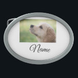 Einfaches Kolorful tier add name foto custom throw Ovale Gürtelschnalle<br><div class="desc">Design für Tierliebhaber</div>