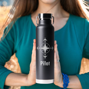 Einfaches Kompass und Flugzeug für Pilot,Personali Trinkflasche