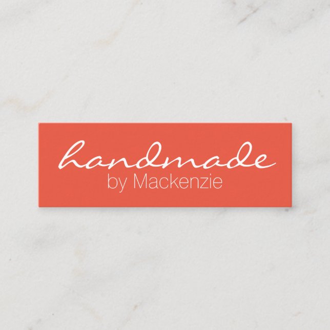 Einfaches korallenrotes handgemachtes mini visitenkarte (Vorderseite)