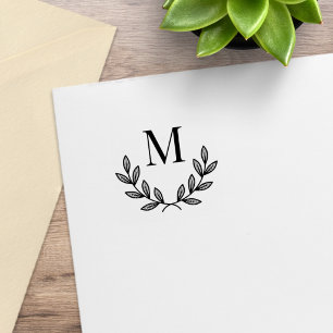 Einfaches Kranzmonogramm Initial 1x1 Gummistempel