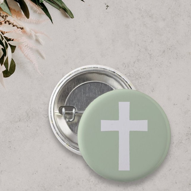 Einfaches Kreuz auf grüner Taste Button (White Cross on Green Button)