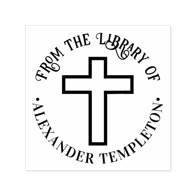 Einfaches Kreuz "Aus der Bibliothek" Round Book Na Permastempel (Design)