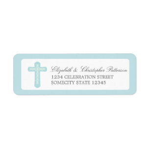 Einfaches Kreuz in blauem Adressetikett