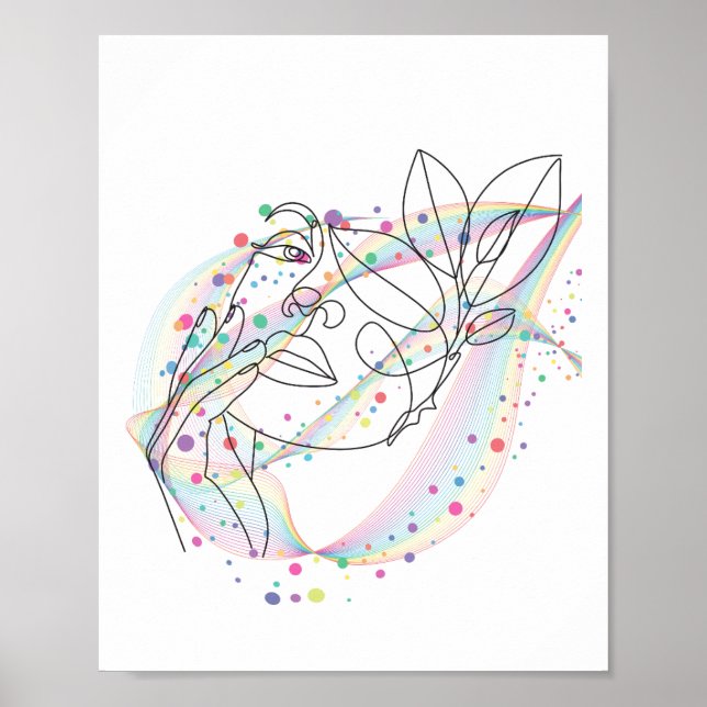 Einfaches, künstlerisches Gesicht-Design mit Linie Poster (Vorne)